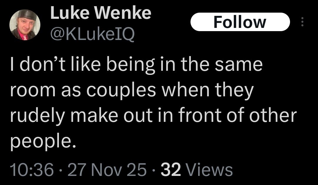 luke wenke is jealous because his mom makes out with her boyfriend in front of him x/twitter screenshot december 2025