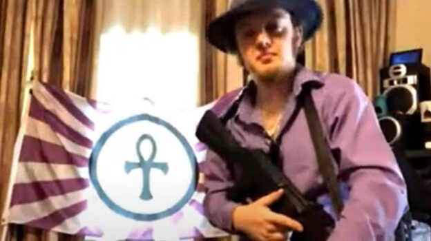 luke wenke guns firearms cyberstalker purple shirt black fedora olean ny
